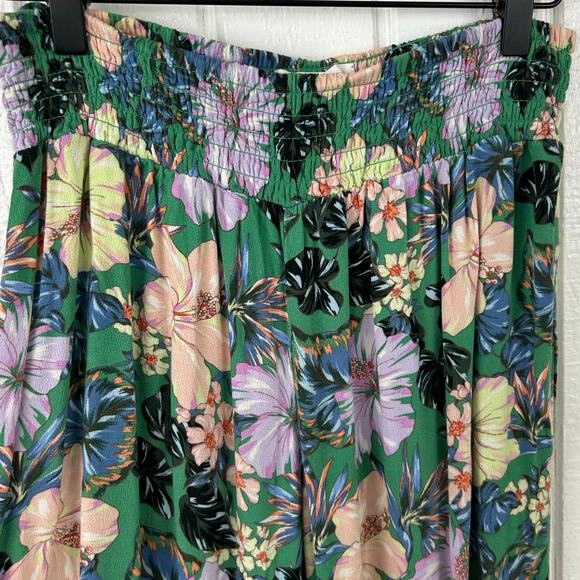 O'Neill Women Wide Leg Pant Beach Surfer Vacation Boho Tropical Green Size Large - Picture 2 of 6